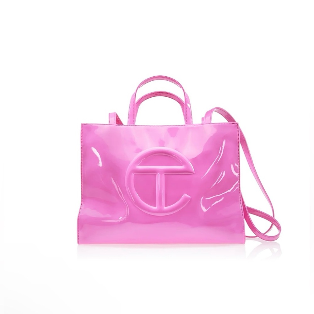 Telfar Pink Patent Shopping Bag